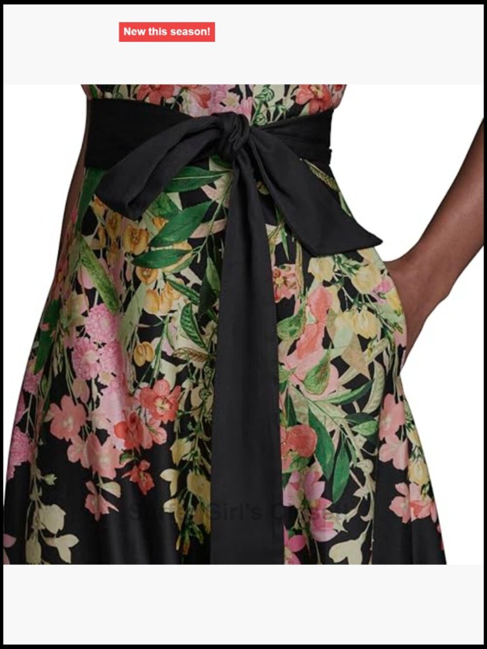 Sleeveless V-Neck Cotton Sateen Midi Floral Dress - Picture 5 of 5